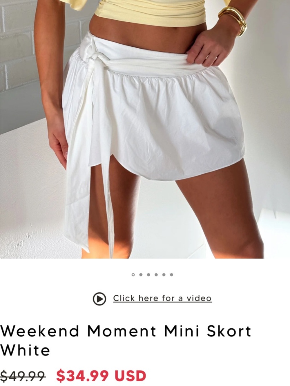 White Fox Weekend Moment Mini Skort NWT